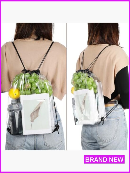 30 Clear Drawstring Bags Waterproof PVC Backpack Stadium Sporting Events main image 4